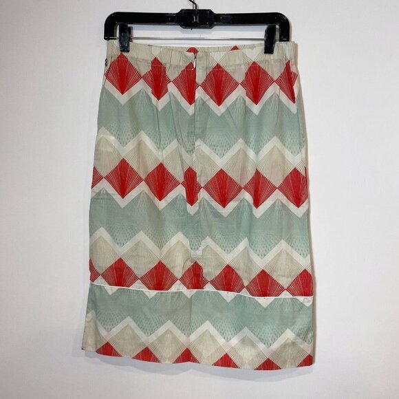 Ottod'Ame Womens Geometric A-Line Knee Length Skirt Multi 6 Elastic Waist Cotton - Picture 2 of 9